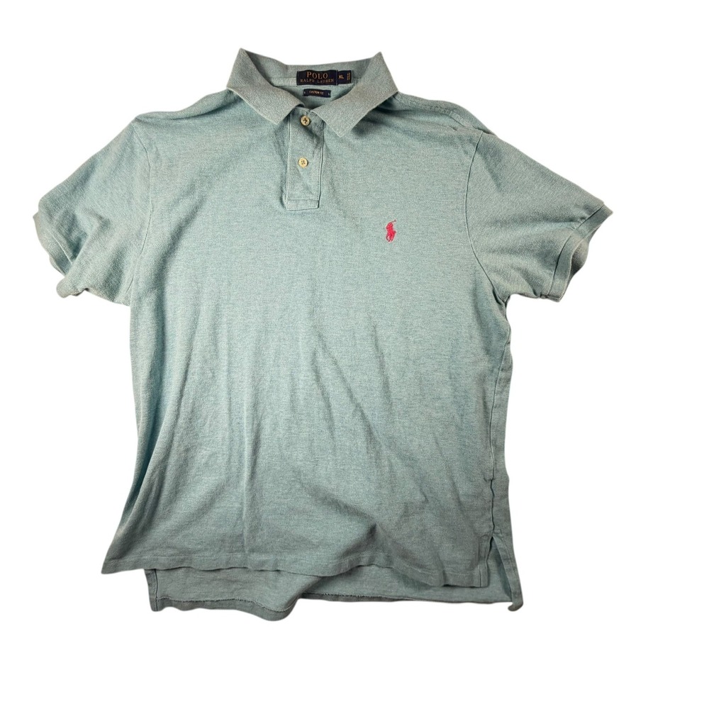 Polo Ralph Lauren Polo Shirt Mens XL Light Blue Good Custom Fit Short Sleeve